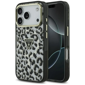 Etui Guess MagSafe do iPhone 17 Pro Max Leopard Glitter Black