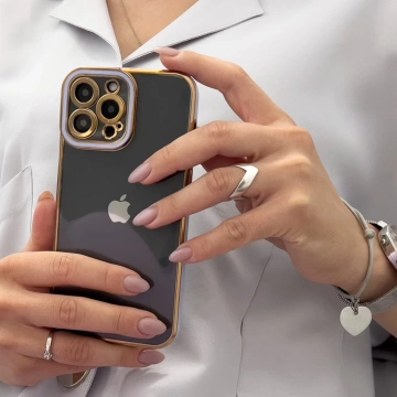 Fashion Case etui do iPhone 13 Pro żelowy pokrowiec ze złotą ramką czerwony