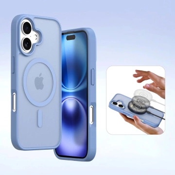 Dux Ducis Lawa iPhone 16 Lederhüllen mit blauem MagSafe Wallet