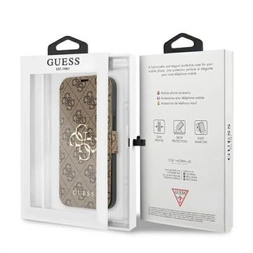 Guess GUBKP13L4GMGBR Hülle für Apple iPhone 13 Pro / 13 6.1" Braun/Braun Buch 4G Big Metal Logo