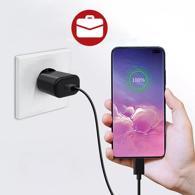 Ładowarka Sieciowa Oryginalna Samsung USB-C 25W + Kabel USB-C 1.8 m, Super Fast Charge, Szybkie Ładowanie, Zestaw Premium – Czarna