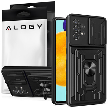 Alogy Camshield Ring Wallet Case mit Kameraabdeckung und Wallet für Samsung Galaxy A53 Black Glass