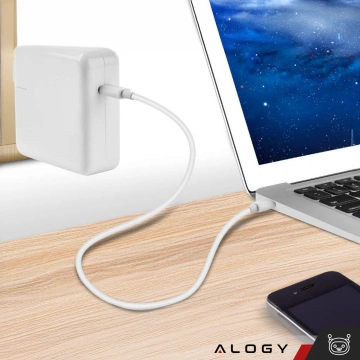 Netzteil für Apple MacBook, Alogy Universal-Ladekabel, 2 m, USB-C auf USB-C, Schnellladefunktion PowerDelivery PD, 61 W, Weiß