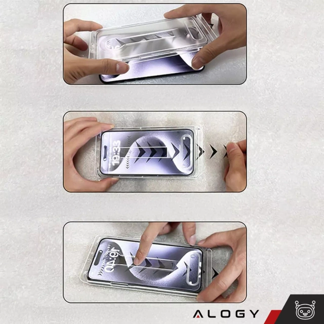Szkło hartowane Prywatyzujące do Apple iPhone 16 ochronne szkiełko na ekran 9H Alogy Privacy EasyShield™️ z ramką montażową
