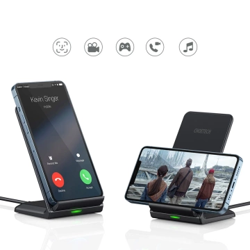 Choetech zestaw 2 x ładowarka bezprzewodowa Qi stojak podstawka 10W czarny (T524-S) + kabel USB - micro USB 1,2m (MIX00093)
