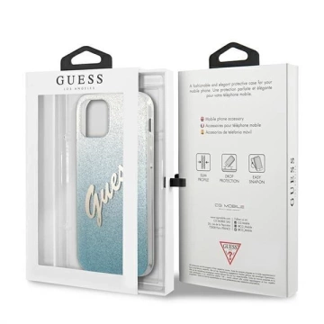 Guess GUHCP12MPCUGLSBL iPhone 12/12 Pro 6,1" niebieski/blaues Hardcase Glitter Gradient Script