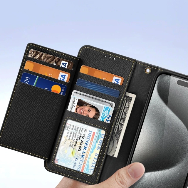 Etui do iPhone 15 Pro Max Dux Ducis Lawa Wallet Mag Skórzane Czarny