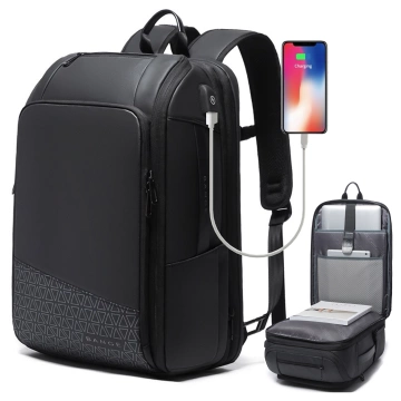 Bange wasserdichter Rucksack für 15,6-Zoll-Laptop, Stadtreisender, 45 x 30 x 16 cm, für Arbeit, Flugzeug, Herren, Damen, mit USB-Anschluss Schwarz