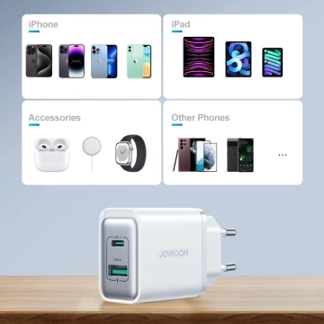 Joyroom USB-C / USB-A 30W Netzwerkladegerät - Weiß