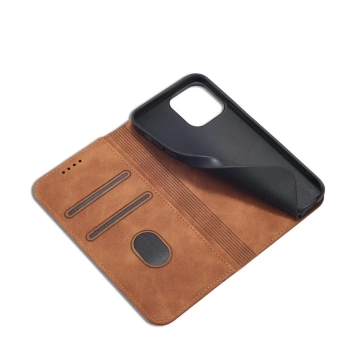 Magnet Fancy Case Hülle für iPhone 13 Pro Tasche Kartenetui Kartenständer Braun