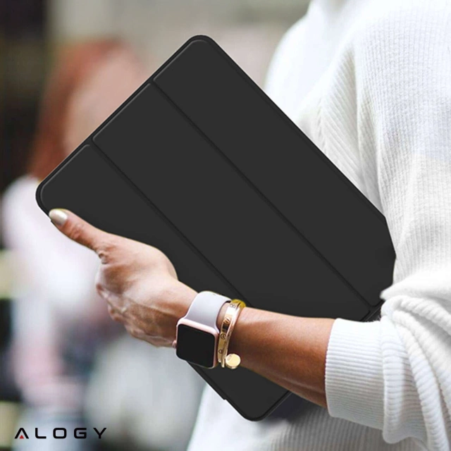 Etui do Apple iPad 10.2" 9/8/7 Gen (2021/2020/2019), Ochronne Smart Case z Klapką i Podstawką, Odporne TPU, Wzmocnione Narożniki, Alogy BookGuard™ – Czarne