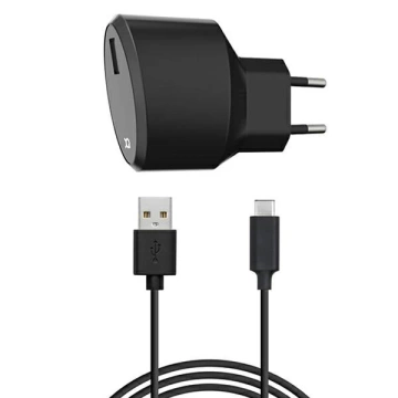 Xqisit Ładowarka sieciowa USB EU- USB-C 2.4A czarny/black 32018