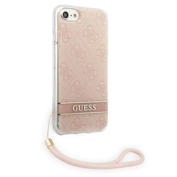 Etui na telefon Guess do iPhone SE 2022 / SE 2020 / 7/ 8 różowy/pink hardcase 4G Print Strap