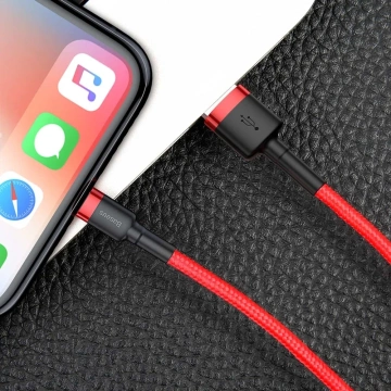 Baseus Cafule Cable strapazierfähiges Nylonkabel USB / Lightning QC3.0 2.4A 1M rot (CALKLF-B09)