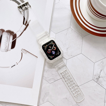 Sportarmband Silikonarmband mit Uhrengehäuse für Apple Watch 1 2 3 38mm Transparent