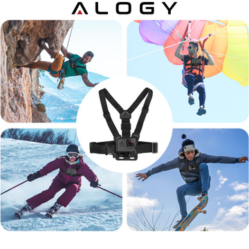 Sportgurt Alogy Chest Brusthalter für Kamera, GoPro-Kameras, Universaltelefon Schwarz