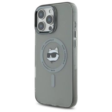 Karl Lagerfeld Hülle für iPhone 16 Pro Max 6,9" Schwarz MagSafe Hardcase IML Metall Choupette Head