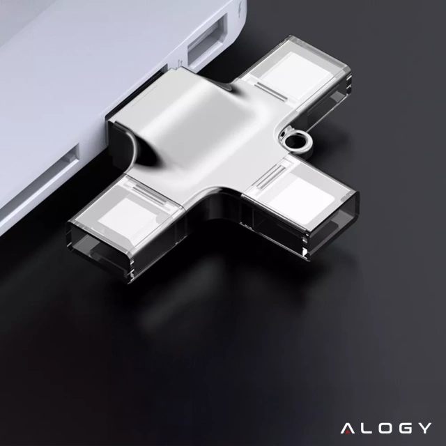 Czytnik kart SD 4w1 – adapter USB 3.0 do TF / microSD, kompatybilny z Lightning, USB-C i micro USB, szybki transfer danych – Alogy SmartRead Pro™