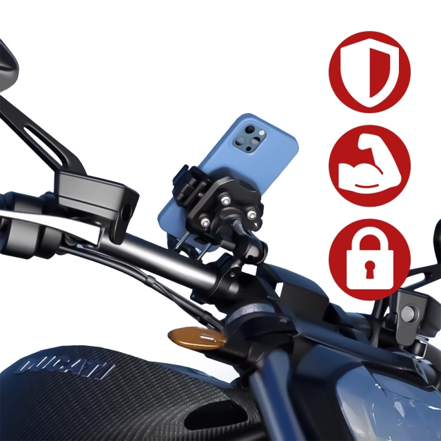 Uchwyt Motocyklowy Rowerowy na kierownicę KEWIG M33-C1 na telefon z systemem przeciwwstrząsowym na motor quada skuter Czarny