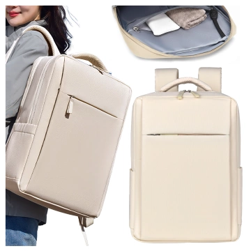 Alogy UrbanPack Pro™ Business-Rucksack für 15-16"-Laptops – Wasserdicht, stoßfest, mit Flaschenfach und Gepäckgurt – Beige