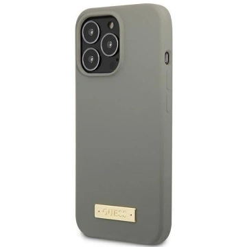 Etui Guess GUHMP13XSPLG für Apple iPhone 13 Pro Max 6,7" szary/grey Hard Case Silicone Logo Plate MagSafe