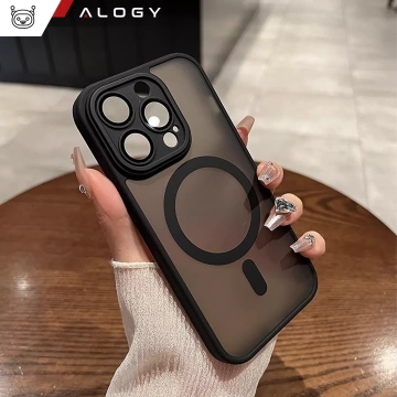 Hülle für Apple iPhone 16 Pro Alogy MagSafe Hybrid Matte Case Matte Cover mit Linsenschutz Schwarz