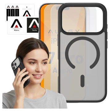 Hülle für Apple iPhone 16 Pro Max Alogy MagSafe Hybrid Matte Case Matte Cover mit Linsenschutz Schwarz