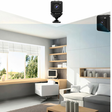 Panoramakamera Mini-Digitalkamera Spy Nanny Mikrofon 4K UHD Full HD Micro SD Schwarz