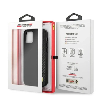 Ferrari iPhone 12 mini 5.4" Hülle schwarz/schwarz Hardcase On Track Carbon Stripe