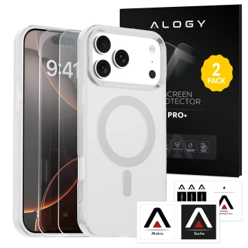 Etui do Apple iPhone 17 Pro – matowa obudowa do MagSafe z ochroną obiektywu, smukłe i odporne na zarysowania, idealne dopasowanie – Alogy Skinny MatteCase™ Białe + 2x Szkło Hartowane