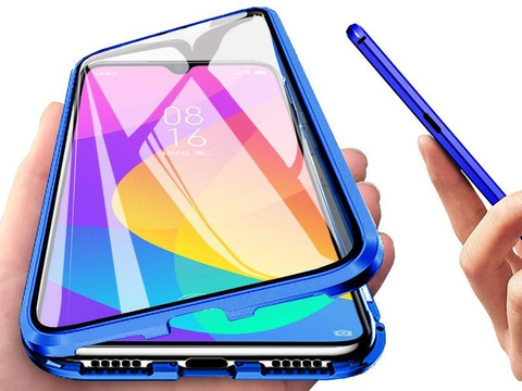 Dr.Fit Doppelseitige magnetische Glashülle für Xiaomi Mi 9 Blau