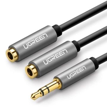 Kabel UGREEN  przewód rozdzielacz słuchawkowy 3,5 mm mini jack AUX 20cm (2 x wyjście audio) srebrny (10532)