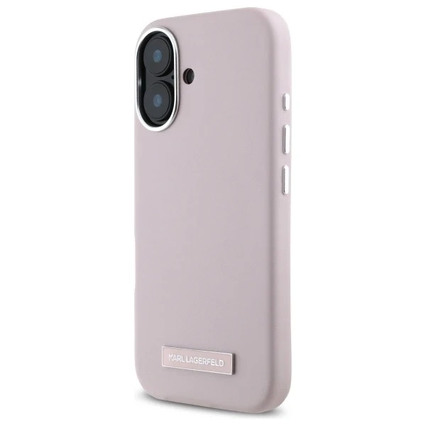 Karl Lagerfeld Hülle für iPhone 16 6,1" Rosa MagSafe Hardcase FW Metallplatte