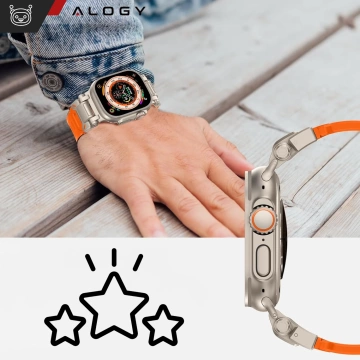 Armband Alogy Luxury Metal TPU Band für Apple Watch 42/44/45/49mm Orange