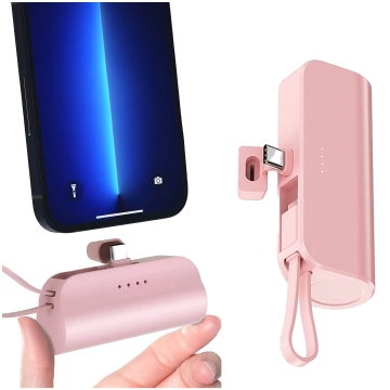 PowerBank 5000 mAh Alogy Power Bank Pocket kleines externes Ladegerät Power Bank USB-C und Lightning Pink