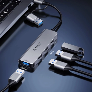 Hub USB Orico YSA8-U3 8w1 USB-C/A SD Audio Szary