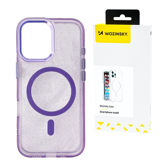 Etui Wozinsky Glitter MagSafe do Samsung Galaxy S24 FE Fiolet Brokat