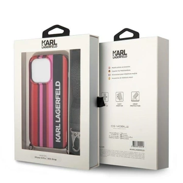 Handyhülle Karl Lagerfeld KLHCP14XSTSTP für Apple iPhone 14 Pro Max 6.7" Hardcase pink/pink Color Stripes Strap