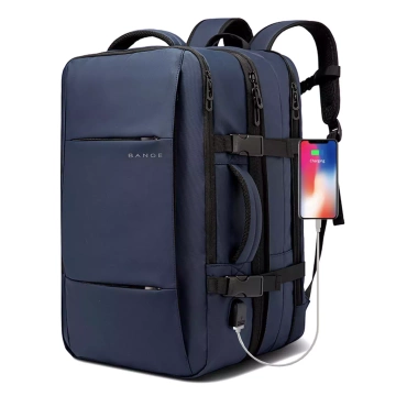 Reiserucksack Bange BackPack Business erweiterbarer Rucksack Geräumige Tasche für 17,3-Zoll-Laptop mit USB-Anschluss Schwarz