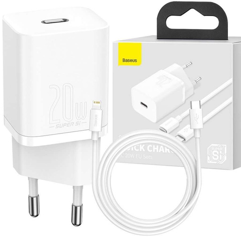 Ładowarka sieciowa Baseus Super Si USB-C kabel do iPhone 20W White