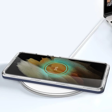Klare 3in1 Hülle für Samsung Galaxy S21 Ultra 5G Frame Gel Cover Blau