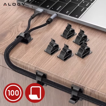 Selbstklebende Clips x100 Schreibtisch-Kabel-Organizer, Kabel-Organizer, Kabel für Tisch-Schreibtisch, 3M Alogy-Klebeband [100 Stück]