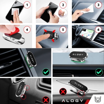 Alogy Universal-Auto-Magnethalterung für Telefon im Cockpit, für Armaturenbrett, Schwarz