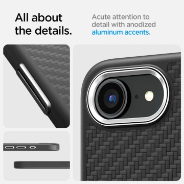 Etui für iPhone 16e Spigen Enzo Aramid Mag MagSafe Mattschwarz