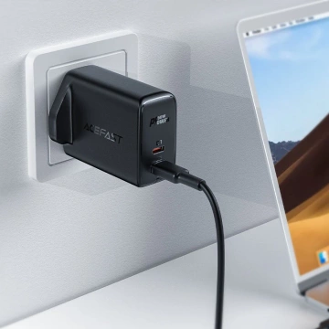 Acefast GaN Wandladegerät (UK Stecker) 2x USB Typ C 50W, Power Delivery, PPS, Q3 3.0, AFC, FCP (A32 UK)