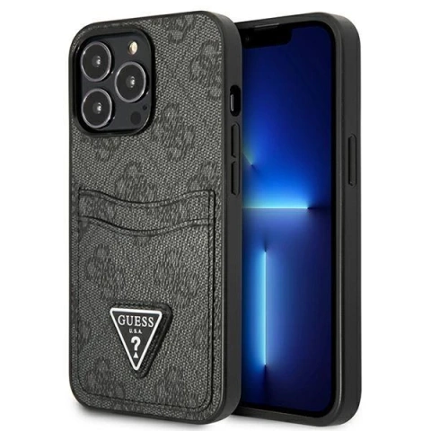 Etui na telefon Guess do iPhone 13 Pro / 13 6,1" czarny/black hardcase 4G Triangle Logo Cardslot