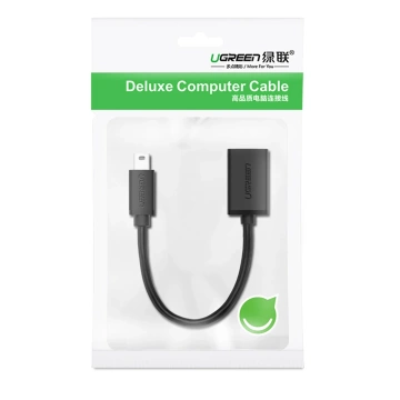 Ugreen US249 Mini-USB-B-auf-USB-A-OTG-Adapter, 10 cm, 480 Mbit/s, Schwarz