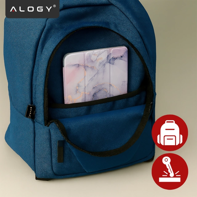 Etui Ochronne do Apple iPad 10.9" 10 Gen 2022 / iPad 11" A16 11 Gen 2025 Hybrydowe z Miejscem na Rysik, Składana Okładka z Funkcją Podstawki 2w1, Alogy HybridBook™ Case – Marble Purple