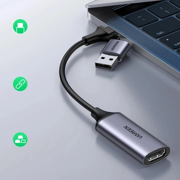 Ugreen CM489 HDMI-auf-USB-A/USB-C-Grabber-Adapter 1080p 30Hz Grau