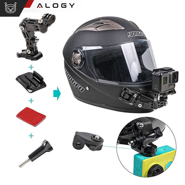 Zestaw akcesoriów montażowych Alogy 20w1 na kask do kamer sportowych GoPro, DJI, Insta360, SJCam, Eken